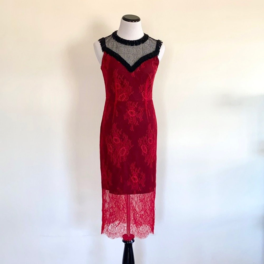 Diane Von Furstenberg Beaded Lace Overlay Dress